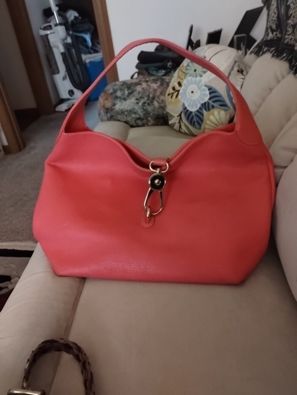 Dooney & Bourke Pink Lucca Italian Pebbled Leather Hobo Bag Sz 12 By 17
